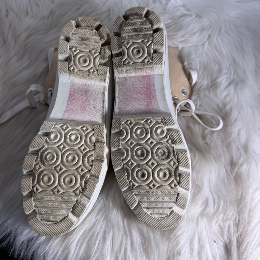 Sincerely Jules Vespa Tan Canvas High Top Platform Lug Sole Sneakers Womens 10M - Picture 6 of 7